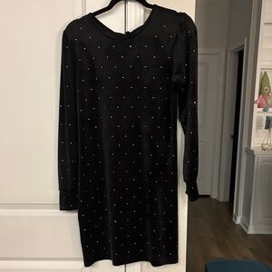 LOFT Black Long Sleeve Dress with Studded Accents